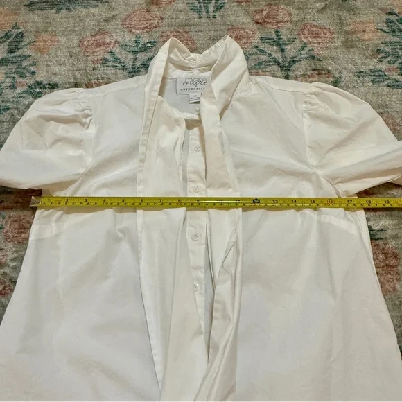 Anthropologie Mare Mare White Puff Sleeve Blouse with Oversized Bow - Picture 13 of 15